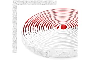TECDW Modanatura Adesiva Flessibile, Cornice Adesiva per Pareti, boiserie adesiva, Per armadi, pareti, decorazioni per la casa (Bianco con argento-6)