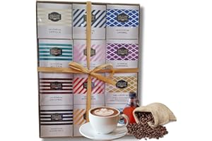 BAYTRADE 12x Instant Flavoured Coffee Gifts for Men Women Adults |1x Pumpkin Spice Syrup 1x Stencil | Christmas Gifts for Men Women Couples | Drink Gift for Coffee Lovers | Birthday Xmas Presents Selection Box