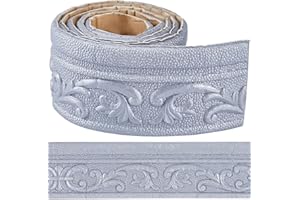 CRASPIRE 82 x 3 pollici nastro flessibile autoadesivo in schiuma argento bordatura decorativa 3D da staccare e attaccare Carta da parati decorativa adesiva Modanatura per pareti Finitura in schiuma