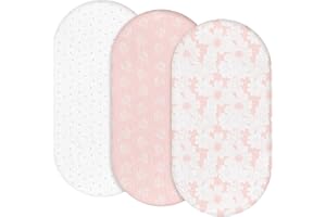 ‎GLLQUEN BABY 3er-Pack Bettlaken Spannbettlaken,Matratzenschoner für Laufgitter,100% Musselin-Baumwolle,Weiche und Premium-Qualität universelle Spannbettlaken für Kinderwagen. Geschenk zur Geburt(Rosebud)