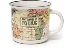 Legami CUP0046, Cup Puccino, Tazza in Porcellana New Bone China, Tema Travel, Take a Break Collection, Capacità 350 ml, Lavabile in Lavastoviglie, Utilizzabile in Microonde