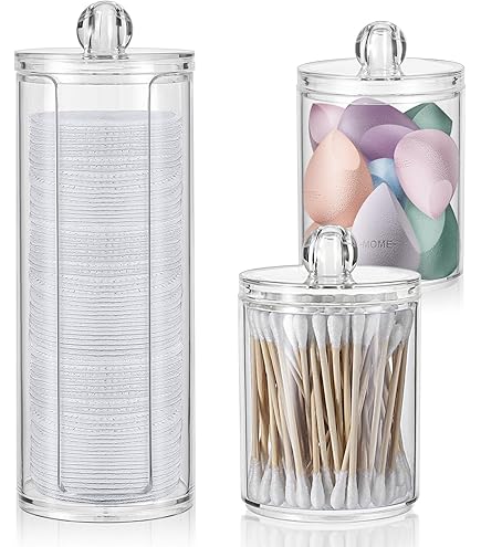 Portaoggetti A Forma Di Girasole - 2 Pezzi Con Coperchio, Per Cotton Fioc E Trucchi, Trasparente - Foto 7