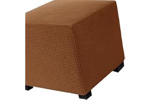 ILIEMAO Hockerbezug Quadratisch 45cm/50cm/65cm Ottomane Bezug Quadratisch Bezug Hocker Quadratisch Hocker überzug Schonbezug Bezug für Fußhocker Stretch Ottomane Abdeckung Hockerabdeckung(Color:Brown Coffee,S
