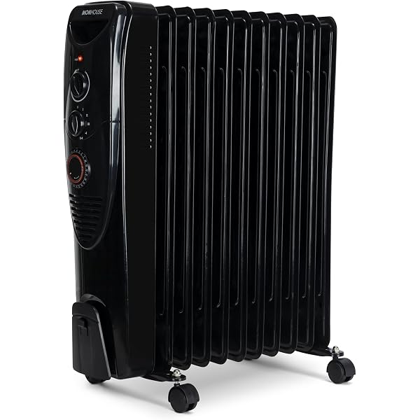 MONHOUSE Oil Filled Radiator – Plug in Portable Electric Heater – 5 Power  Settings, Adjustable Temperature/Thermostat - Thermal Safety Cut Off, 24  Hour Timer u0026 Fan – 11 Fins 400W Up To