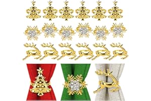 SITAKEGS Set di Anelli per Tovaglioli Natalizi in oro, 18 pezzi Alberi di Natale Alce Fiocco di Neve Fibbia per tovaglioli Xmas Fibbie tovaglioli in lega, Orta Anelli Tavola per Decorazioni Tavola Matrimonio