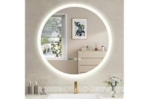 YU YUSING Miroir de Salle de Bain LED Rond 70 cm avec éclairage, 3 Couleurs de lumière réglables, Miroir Mural avec Interrupteur Tactile, Anti-buée, Fonction minuterie IP44