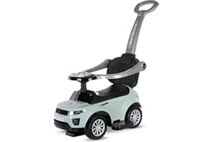 SUN BABY Coche tobogán para niños 4en1, a Partir de 1 años, Coche empujador con claxon y música, Espacio para Guardar Cosas Debajo del Asiento (Salvia