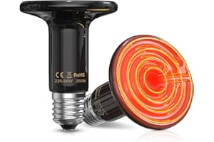 TobeBright 250W Ceramic Heat Bulb for Reptiles,No Light Tortoise Heat Lamp Bulb,Vivarium Black Ceramic Heat Emitter,Heat Up Fast Reptile Heat Bulb for Bearded Dragon,Puppies,Lizard,Chick-2Pack