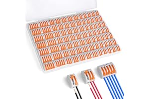 AXFEE 84PCS Connecteurs de Fil Compacts, Borne de Connexion Électrique, Connecteur Électriques Rapide, Bornes de Connexion Automatique à Levier-écrou pour Circuit en Ligne 28-12 AWG, PA/PC Ignifuge
