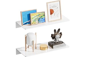 HNVNER 2 Pezzi Mensole da Muro Bianche, Mensola da Parete in Alluminio Antiruggine, Senza Foratura, 30cm per Decora e Riferimento in Salon, Bagno, Camera