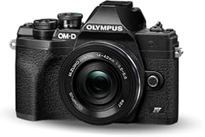 Kit de cámara del Sistema Micro Four Thirds Olympus OM-D E-M10 Mark IV, Sensor de 20 Mpx, Visor electrónico, vídeo 4K, Wi-Fi, Negro, Incluye el M.Zuiko Digital ED 14-42mm F3.5-5.6 EZ Pancake Negro