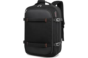DELLA GAO Mochila portátil para hombres Mochila de 17 pulgadas con ranura de carga USB Antirrobo Mochila portátil grande para viajes de negocios Mochila de trabajo Hombres Mujeres - Negro