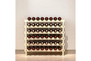 SogesHome Estante Modular de Vino de 6 Niveles y 48 Botellas Apilable Estante de exhibición de Vino de Madera, Estante de Almacenamiento de Vino Independiente y sobre encimera, SH-BY-WS6848M