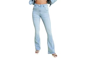 JMOJO Jeans for Women UK - High Waisted Flared Jeans for Women UK - Flare Jeans Women High Rise Womens Jeans with 5 Pocket Design & Belt Loops - Stretch Trousers Women Denim Soft Pant - Ladies Jeans