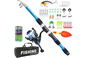 SUNOYA Kit De Pêche Pour Enfants, Canne À Pêche Télescopique 1,8 M, Moulinet, Leurres, Sac À Dos, Bleu