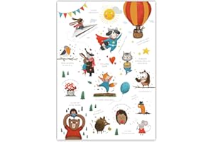 Affirmationsposter Kind - Rüsselfuchs Poster DIN A3 - Achtsamkeit für Kinder - Mut machen - Deko Kinderzimmer Tiere - Kindergarten und Schulkind