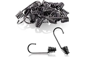 COM-FOUR® 20x Crochets en Spirale - Crochet en métal Peint - Embout pour Sangles de Tension, tendeurs de Bagages, Cordes de bâche, extenseurs, Cordons et haubans - Crochet pour haubans (Noir - 06mm)