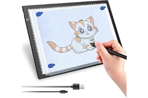 UUCOLOR Led Light Box A4 Tracing Drawing Board Diamond Painting Light Box with 3 Adjustable Brightness LED Light Pad for Drawing, X-ray Viewing, Ultra-Thin, Power by Type-C Cable
