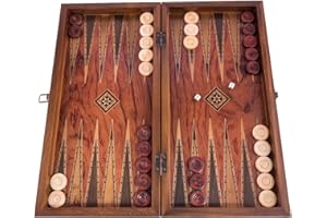 Helena Wood Art, Jeu de Backgammon en Bois Fait à La Main, Tavla, 100% Bois, Édition de Luxe, TricTrac, 50 x 25 cm