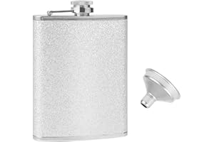 HAINUE 304 Edelstahl Flachmann und Trichter, 230ml 8OZ Trichter Auslaufsicher, Stilvoll und Tragbares Flaschen-Set für Männer und Frauen Whisky Flachmann, Tragbar zum Wandern, Klettern, Angeln, Camping