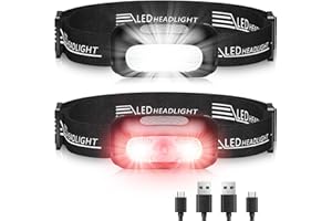 EOIWUY Linterna Frontal, [2 Pack] Linterna Cabeza LED Recargable Súper Brillante con 5 Modos de Luz (Blanca y Roja), IPX4 Impermeable y 60° Ajustable Reflector para Running, Camping, Adultos, Niños