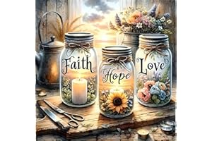 XXXCHENGJIA Paint by Number Canvas Kit for Adults- DIY Beginner Easy Paint by Number Kits Faith, Hope, Love Wishing Bottle, Oil Paint by Color Acrylic Painting Home Wall Decor 16x16 Inch