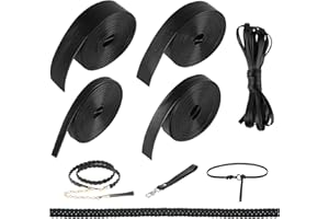 HOCUCHELAND 5 Rollen Lederband Flach, Alle 15 Meter Lederriemen Flach Schwarz mit Breite 5/10/15/20/25 mm, Lederbänder Meterware, Lederband Breit Für DIY Haustierhalsbänder Gürtel Schmuckherstellung