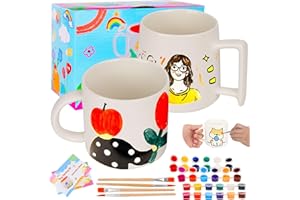 Vuxava DIY Tassen Bemalen Set – Keramik Becher zum Selbstgestalten – Porzellan Bemalen mit Farben & Pinseln – Kreatives Bastelset für Kinder & Erwachsene – Geschenkidee für Geburtstag & Weihnachten