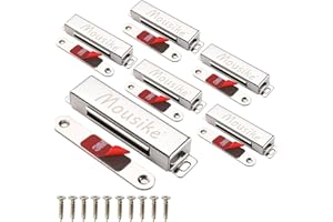 Mousike - Cierre magnético para puerta de armario de acero inoxidable de 70 lb con imán fuerte para armario de cocina, armario, puerta de armario o cajón (plata,6 unidades)