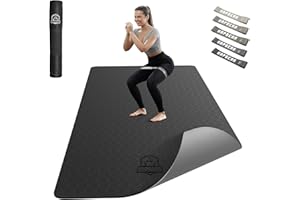‎HAPBEAR HAPBEAR Yogamatte XXL - 183cmx91cmx6mm Dicke, Extra Groß Rutschfest Breit Yoga Matte, Gymnastikmatte Sportmatte Fitnessmatte, TPE Matte Trainingsmatte, Inklusive Resistance Bands & Tragetasche