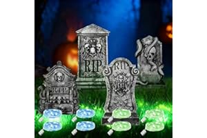 KOMEIYL 4pcs Decoraciones de Patio de Lápida de Halloween, Espeluznante lápida decoración, Halloween Tumbas Exterior Decoración, Aplica como Adición Espeluznante Césped, Porche o Jardín