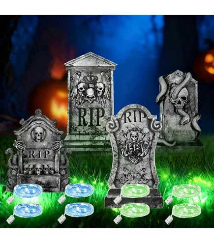 6 Große Halloween-Grabsteine Mit Leuchteffekt – Grusel-Deko Für Draußen (63,5 X 40,6 Cm)