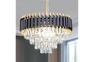 Cainjiazh Moderne Kristall-Kronleuchter 20" schwarz Flush Mount Crystal Deckenleuchte 4 Tiers Raindrop Crystal Pendelleuchte Kronleuchter für Schlafzimmer Esszimmer Entryway (Exclud Glühbirnen)