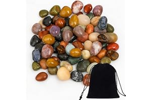 DAOOZHU 400g Halbedelsteine,Bunt Edelsteine | 2-3 cm Trommelsteine für Schatzsuche, Inkl.1 Aufbewahrungstasche