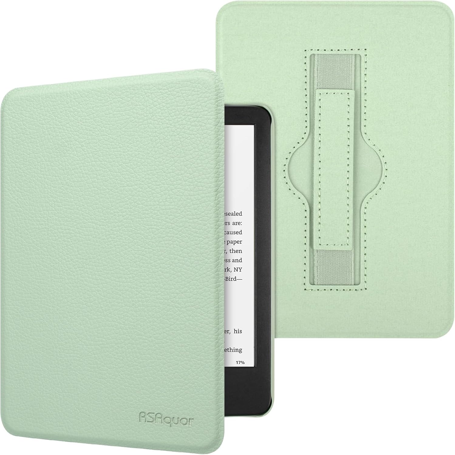 RSAquar 7" All-New Kindle Paperwhite 12th 2024 or Kindle Colorsoft 1st 2025 Signature Edition Case with Hand Strap – Slim Protective Cover with Auto Sleep/Wake - Agave Green