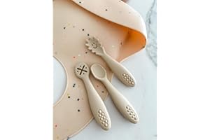 leyla&e Babylöffel Lernlöffel 3er Set aus Silikon Breifrei Baby Led Weaning BLW BPA-free (Beige)