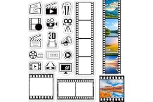 CRASPIRE Movie Clear Stamps Movie Icons Tape 3d Lunettes Vidéo Tampon Silic1 Transparent Tampon en Caoutchouc pour Scrapbooking Anniversaire Album Photo Thanksgiving Card Making 4.3 x 6.3 x 0.1 Pouces