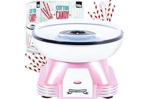 Gadgy Machine Barbe à Papa Maison, Cotton Candy Rétro pour Sucre ou Bonbons Candy Floss, idéal pendant Fêtes d'Anniversaires, incl. 10 Baguettes Barbapapa et Cuillère a Mesurer, Rose