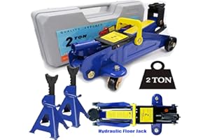 XINNG 2T 4000lbs Floor Jack Car Trolley Jack Hydraulic Jack Quick Lift Jack Heavy Duty Portable Stable with Storage Case with 2pcs Axle Stands 3 Ton