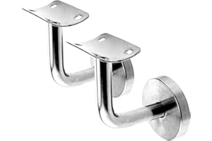 musuntas 2 x Acero Inoxidable pasamanos Soporte Acero inoxidable pasamanos pasamanos Soporte pasamanos Soporte de pared Soportes de pared Escaleras barandilla läufeu nterstützung