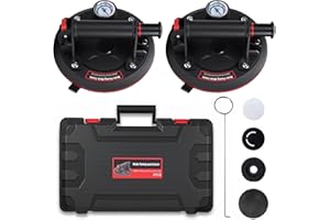 VexNook 2 Pack Heavy-Duty 8" Vacuum Suction Cup with Pressure Gauge – 880lbs Load Capacity, Triple-Layer Grip for Secure Lifting of Glass, Granite, Tiles & Smooth Surfaces