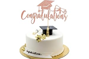 Arthsdite 1Pc Congratulations 2025 Graduation Cake Topper, Congrats Grad Cake Decor - 2025 High School/College/Senior Graduation Party Decorations Supplies - Rose gold Glitter