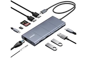 ‎ANKER Anker 565 11-in-1 USB-C Hub, Docking-Station mit 10 Gbps USB-C & USB-A Datenports, 4K HDMI, DisplayPort, 85W PD, 2 USB 2.0 Daten, Ethernet, AUX, microSD & SD, Für MacBook Pro und mehr
