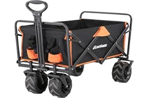 EchoSmile Carrello a Mano Resistente, Capacità 160 KG, Pieghevole per Campeggio, Spesa, Regolabile, Fuoristrada con Ruote Grandi, Spiaggia.