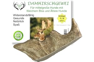 ARTISAN GIFT CO Damhirschgeweih Kauknochen für Welpen und Große Hunde - Mindestgewicht 100 Gramm (1 stück (1er Pack), M - 1 st)