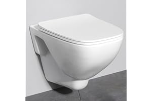 AM.PM WC suspendu avec abattant SoftClose, cuvette murale en céramique sans rebord pour salle de bain, design moderne