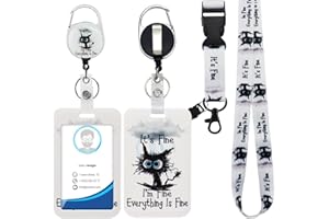 GADITIEK Ausweishülle mit Band, Id Badge Holder Breakaway Lanyard für, Einziehbare Badge Reel, Abnehmbare Namensschild Clips, Hals Lanyard Strap, Lehrer Büro Geschenke (Katze)