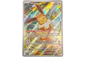 BB-Toy-Trades Bundle of Pokemon Evoli SVP-173 Crimson & Purple Prismatic Developments Promo Card - German - Single Card Fullart Holo and a Toploader