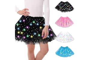 GUBOOM Falda Tutú para Niñas con Luz LED, Tutu Mujer LED Luces de Colores, Tutú para Mujer 30 cm, Tutu Falda Mujer, Falda De Baile De Estrella De Lentejuelas, para Danza Fiesta, Halloween