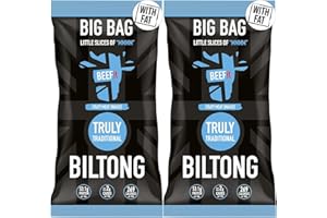 BEEFit Biltong Beef Jerky with Fat - Healthy High Protein Snacks, Gluten Free and Keto Friendly Snack - Perfect for On-the-Go or Fitness Enthusiasts - 500g (Traditional, 2x250g)